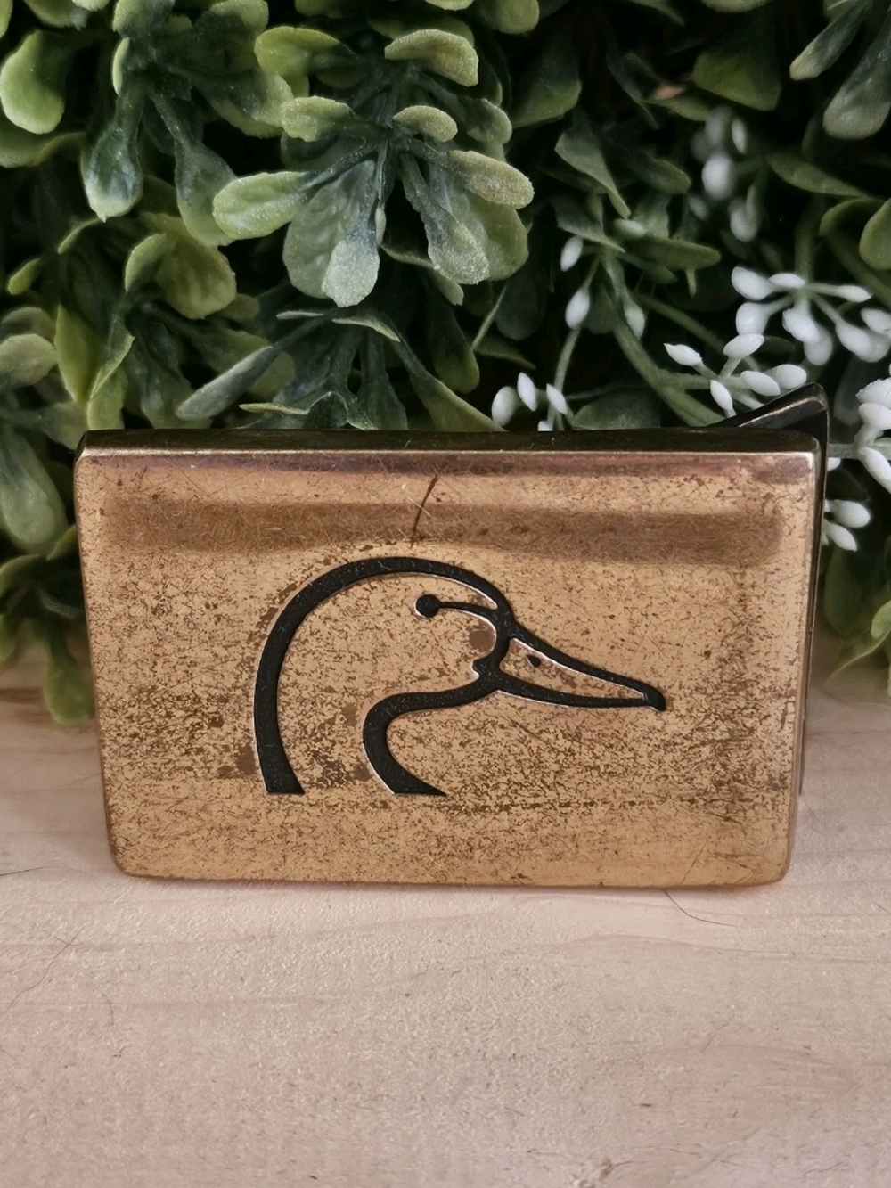 Rare Vintage Solid Brass USA Made Duck Belt Buckle BTS